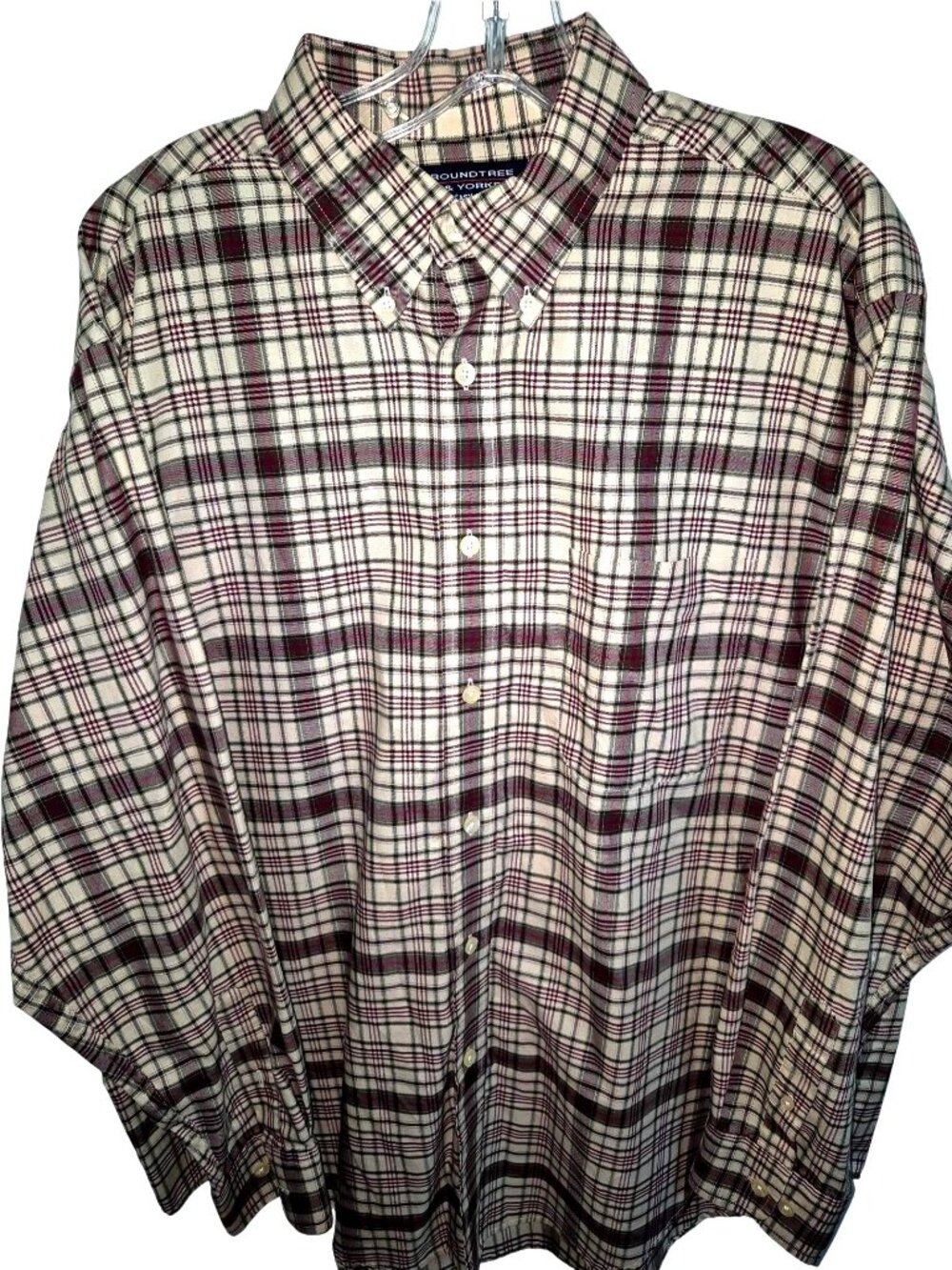 Roundtree & Yorke Mens Large Long Sleeve Button-Down Plaid Shirt•78